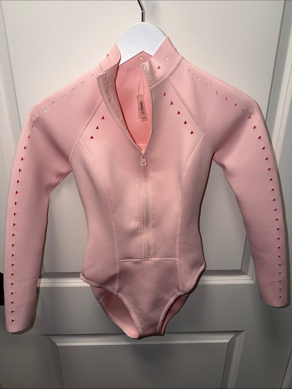 GIGI C Pink Long-Sleeve One-Piece Surfsuit Swimsuit